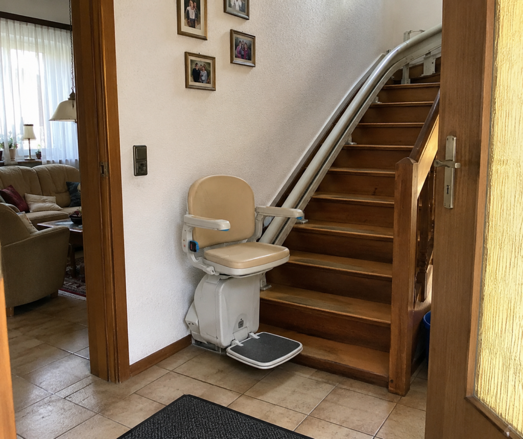 Treppenlift an einer Innentreppe im Wohnhaus