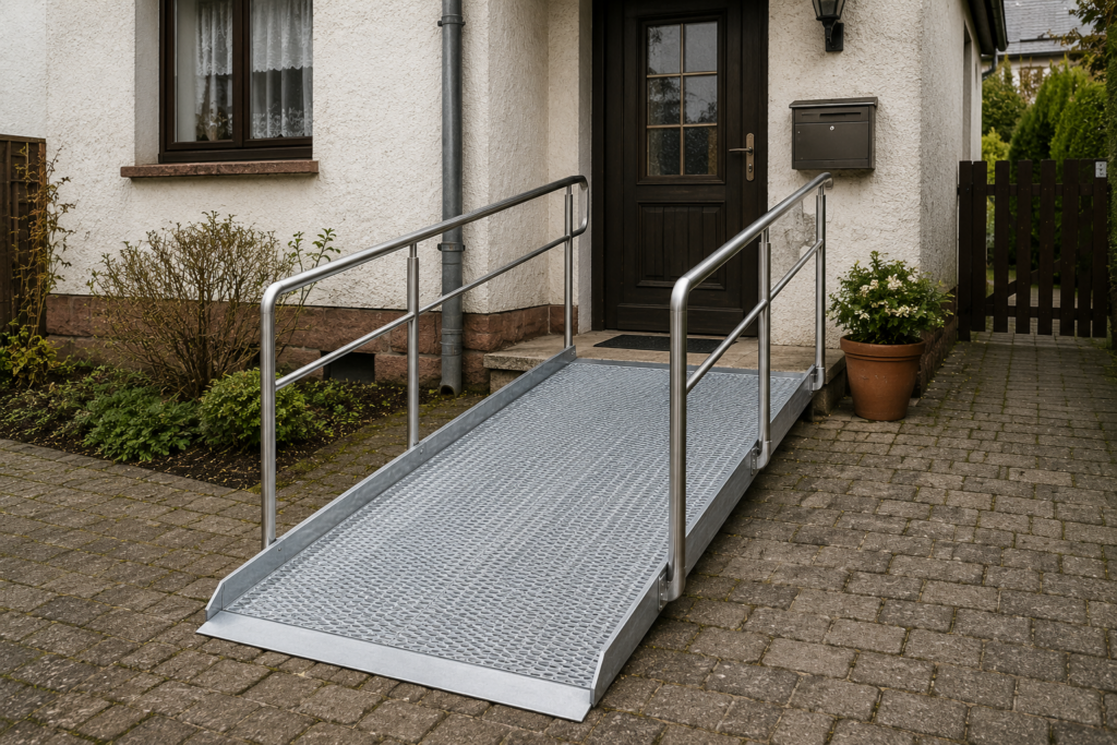 Rollstuhlrampe am Hauseingang für einen leichteren Zugang