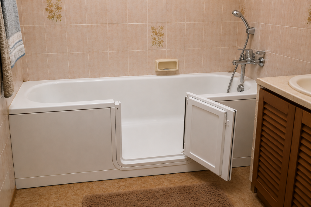 Badewanne nach dem Einbau einer Tür im Wannenrand