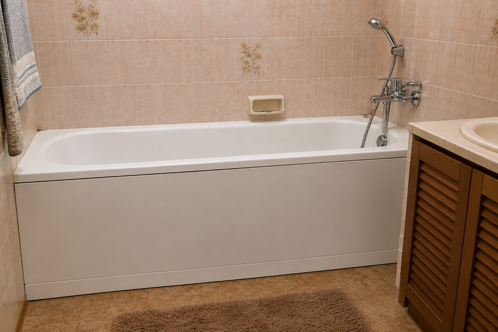 Badewanne vor dem Einbau einer Badewannentür mit hohem Wannenrand